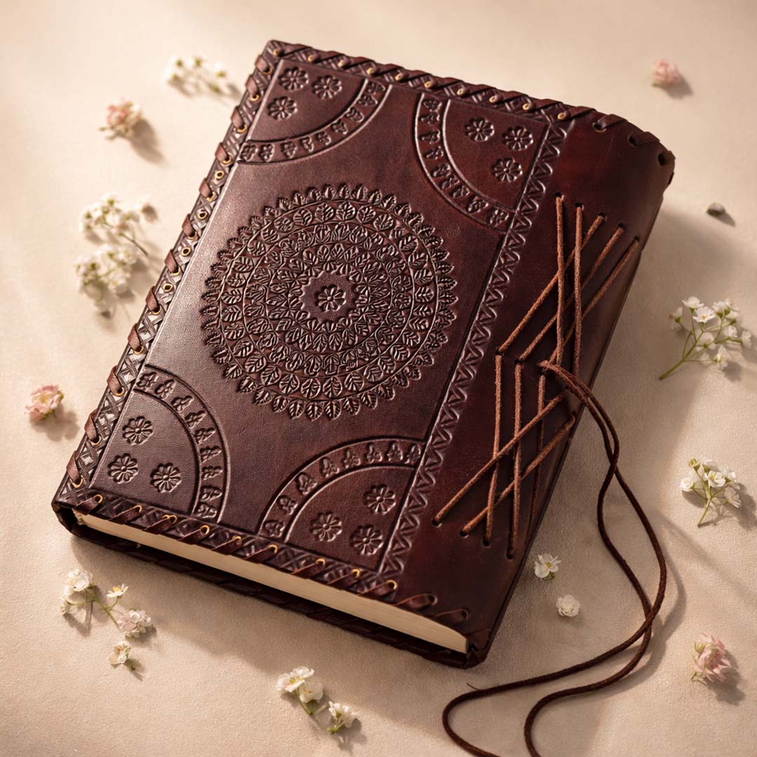 Royal Chakra Stone Leather Journal makes a thoughtful gift for writers