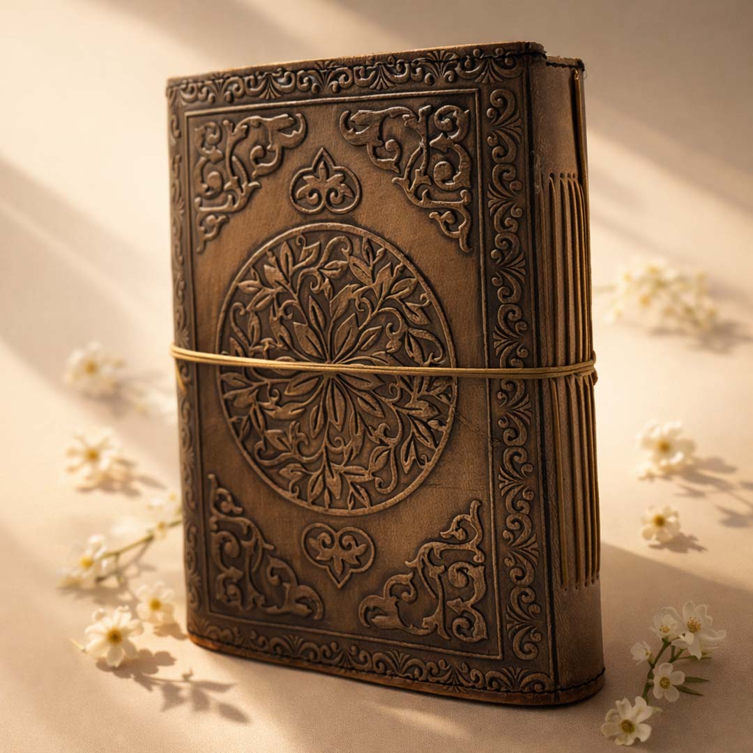 Celestial Moon Leather Journal with Stone is designed for dreamers