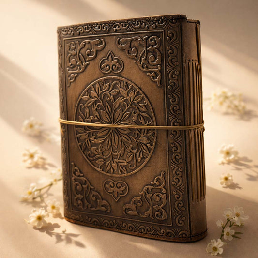 Celestial Moon Leather Journal with Stone is designed for dreamers