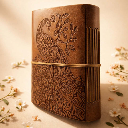 Premium Peacock Art Leather Journal