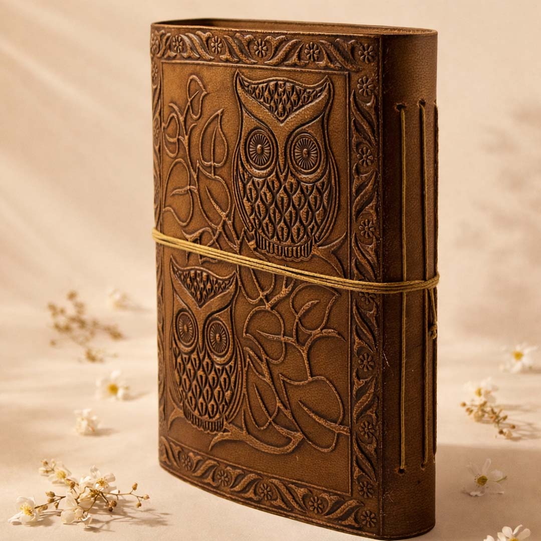 Classic Owl Embossed Leather Journal